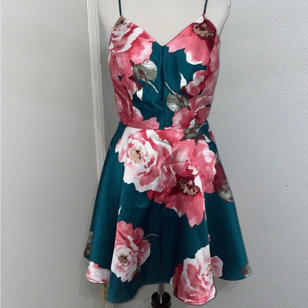 Emerald green floral dress